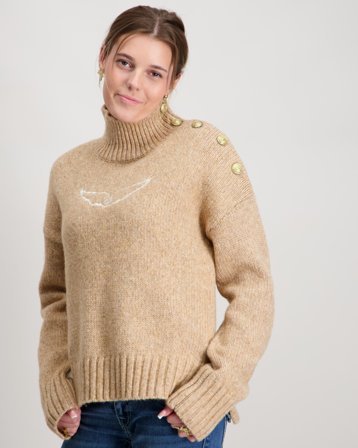 Zadig&Voltaire POLO NECK SWEATER OR JUMPER Beige Truien Meisjes - Kids Brand Store