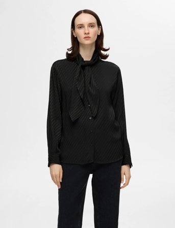 Selected Slfcassia Ls Scarf Shirt B - Black - 34