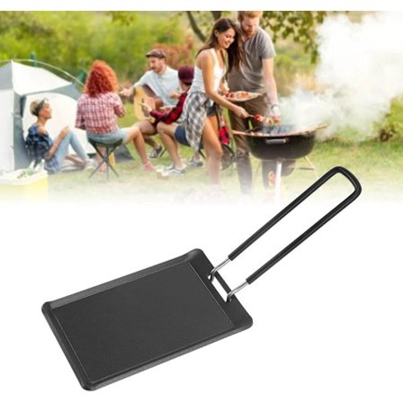 Grillipannu, kannettava rautapannu liedelle, retkeilypannu, mini neliömäinen paistinpannu irrotettavalla kahvalla ulkokäyttöön, 13x8,4x0,25 cm