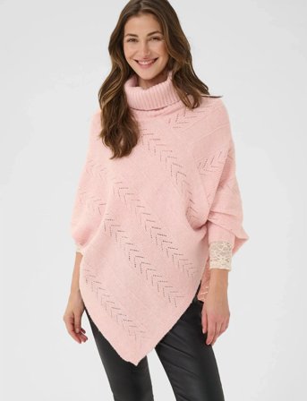 Cream Crholiday Turtelneck Poncho - Pink - ONE SIZE