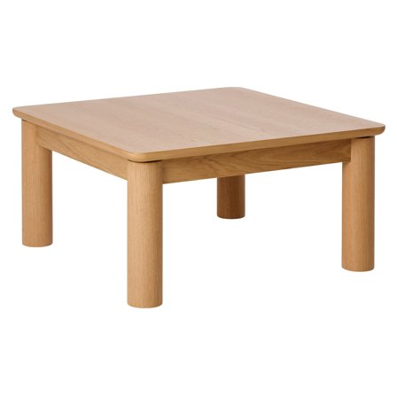 Askov Couchtisch, 80x80cm, quadratischer Wohnzimmertisch in Eiche natur, moderner skandinavischer Stil, stabile Holzbeine, zeitloses Design.