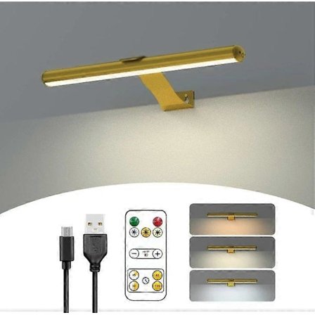 Trådløs bildelampe oppladbar med fjernkontroll, 300LM kunst batteri display lampe, 3 moduser magnetisk vegglampe