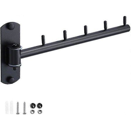 Kleshengere i rustfritt stål med svingarmstøtte, veggmontert hengerholder med 5 kleskroker