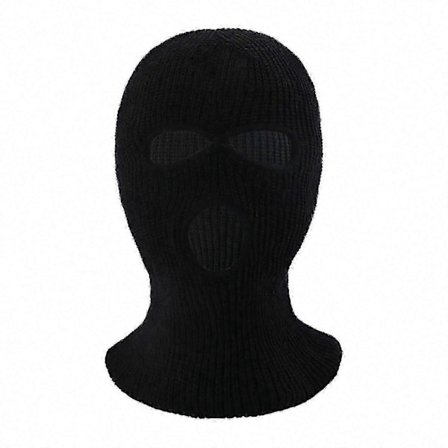 Vinter Unisex Strikket Balaclava Hue med Tre Huller, Fuld Ansigt Dækning, Ensfarvet Dome Capi
