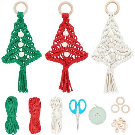 3 sett Macrame juletrepyntsett DIY for nybegynnere Ch