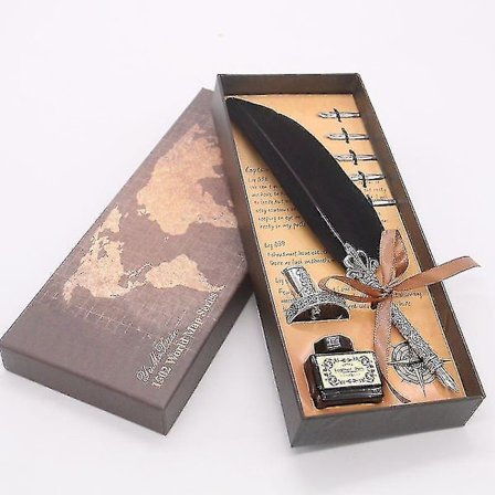 Vintage fjærpenn, Vintage fjær dypp penn skrive blekksett, forretningsgave