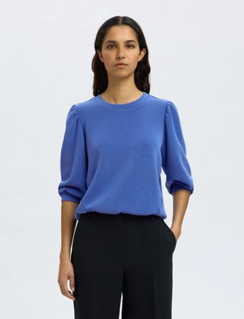 Selected Slftenny 3/4 Sweat Top Noos - Blue - XL