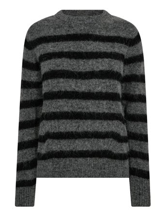 MOS MOSH Mmthora Stripe Crewneck Knit - Grey - XL