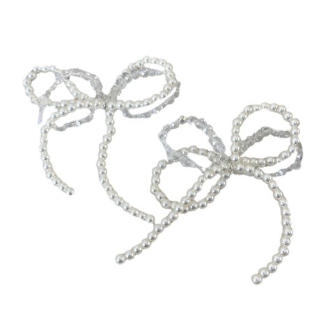 Moderigtige perler og sølvperle sommerfugl sløjfe vedhæng, transportabelt tilbehør til fester og kontorbrug