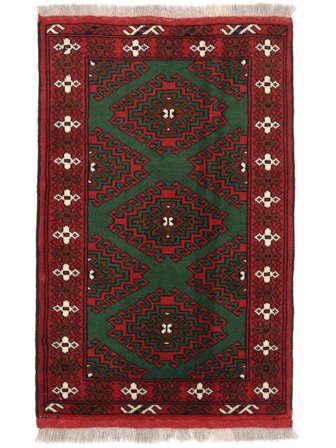 Orientalisk Turkaman Matta 60X94 Svart/Mörkröd Ull, Persien