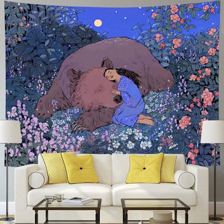 200x150cm Musta karhu boheemi mandala seinävaate N:lle