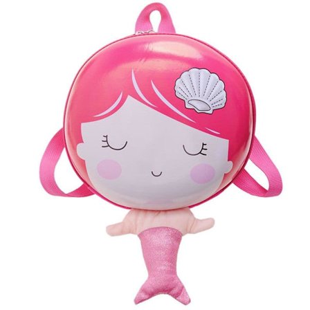Studenter Skolebogtaske Havfrue Hård Skal Sød Tegneserie Børns Taske Børnehave Pige Fan Lille Skolebogtaske 1-4 År Gammel - Rose Rød