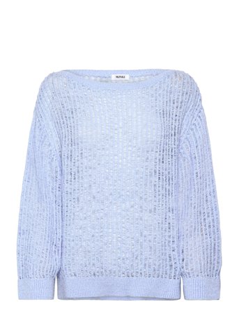 Monki Loose Open-Knit Side Slit Sweater - Blue - S