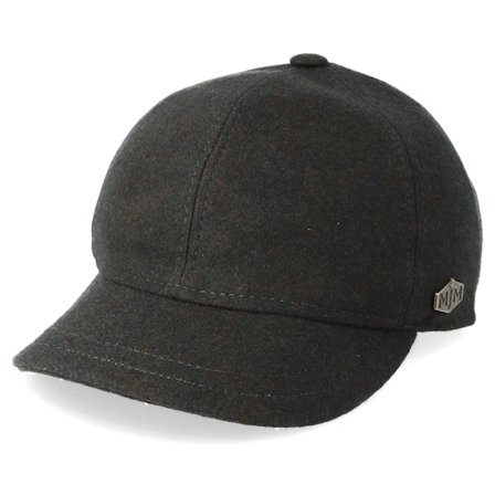 MJM Hats - Grå fitted Caps - Baseball El 100% Eco Merino Wool Loden Dark Grey Fitted @ Hatstore