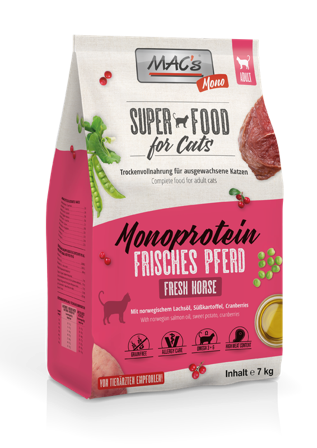 Mac's Mono Super Food for Cats, Hest 7kg - Tørrfôr