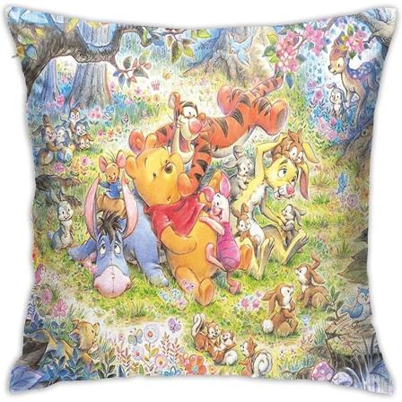 Nalle Puh Kuddfodral Hemmafru Bomull Mjuk Vanlig färgad För sovrum Hem Cover Hem Vanlig 18"x18"