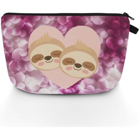 Lille makeup taske til pung Mini kosmetiktaske til kvinder Piger Pung Rejse toilettaske Sødt mønster Penalhus med sødt dovendyr print