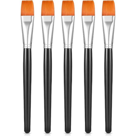 Flater malepensel, akvarell akrylmaling pensel syntetisk nylonhår pensel 5 tommers kunstnermaling pensel for profesjonelle og kunstnere (5 stk)