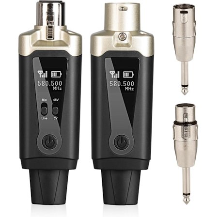 2025 Senaste Modell UHF Trådlös XLR Sändare och Mottagare med 48V Fantommatning, Uppladdningsbar Mikrofonadapter 16 Kanaler 60m Räckvidd för D