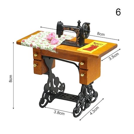 Tebord dockhus symaskin av trä 6 6