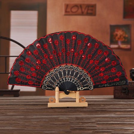 Lolita Feather Folding Fan Sweet Fairy Girl Dark Gothic Court D
