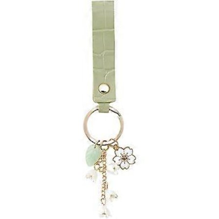 NUKAF Liljekonvaldesign Blomst Nøglering Læder Håndtaske Bilnøglekæde til Kvinder Piger Gaver