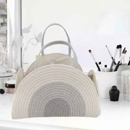 ING Vevd Oppbevaringspose, Klesoppbevaringskurv, Oppbevaringspose med stor kapasitet, Hvit og Grå