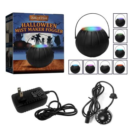 Jue Fish Halloween Heks Krukke Atomiseringslampe Fargeskiftende Festival Atmosfærelamp 7 Farge Flamme Scene Layout DIY