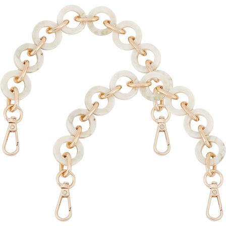 Off White - 2 stk. veske kjede i harpiks, 30 cm akryl veskehåndtak kort fargerik harpiks veskestropp erstatning clutch håndtak dekorativ kjede 