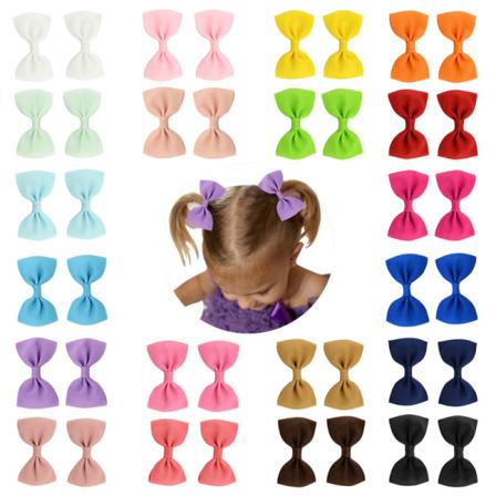 40-pack 7 cm krokodil grosgrain band hårklämmor för flickor
