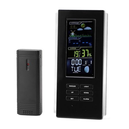 Trådløs vejrstation Termometer Hygrometer Farveskærm Baggrundslys Digital Temperatur Fugtighed Monitor Vækkeur