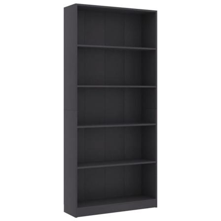 Vidaxl Bokhylla 5 Hyllor Grå 80x24x175 Cm Konstruerat Trä Grå