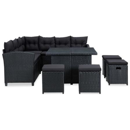 Vidaxl Loungeset För Trädgården Med Dynor 6 Delar Konstrotting S Svart