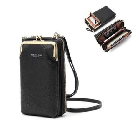 Plånbok Korthållare Väska med axelrem, svart, 1 styck