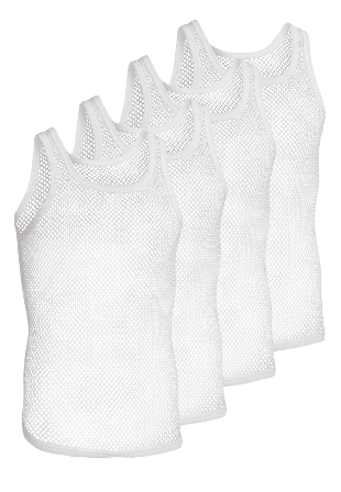 Resteröds Ekologisk Bomull, Net Linne, 4-pack, Vit Underlinnen & t-shirts Herr S