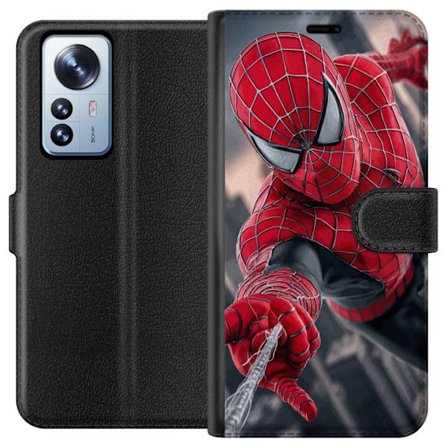 Kompatibel Tegnebogsetui til Xiaomi Xiaomi 12 Pro Dynamisk Spider-Man-illustration i action-perspektiv, superheltetema med bevægelsesenergi og cinema
