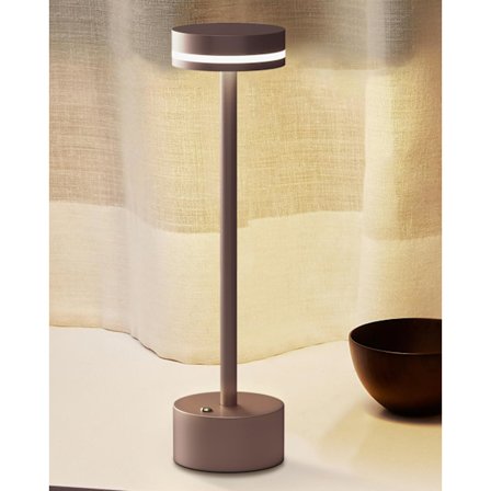 Trådløs Oppladbar LED Bordlampe med Berøringsbryter, Aluminiumslampe, 3 Dimmingsnivåer, 1800mAh Batteri, 3000K Varmt Lys (Kaffe)