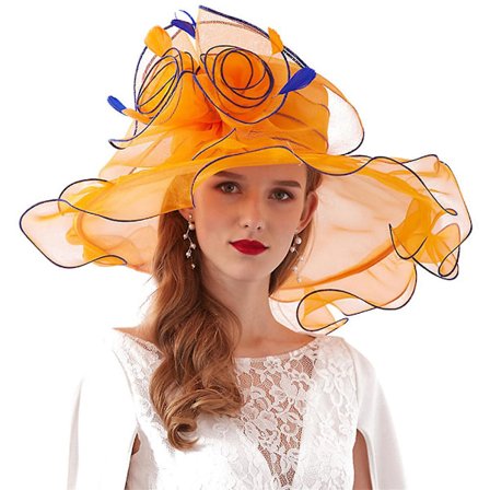 Kentucky Derby-hattar för kvinnor med organzablomma för kyrkbröllop (FMY)