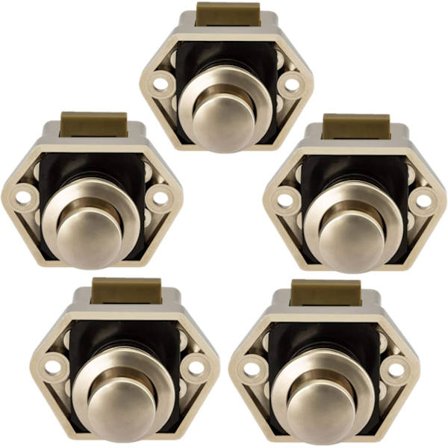 5 RV skabslåse med trykknap, låsegreb i guld til C