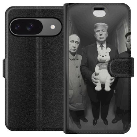 Kompatibelt Plånboksfodral till Google Google Pixel 9 Svartvit konstbild med surrealistisk politisk symbolik och oväntad kontrast, provokativ modern