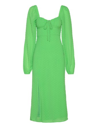 Gina Tricot Gathered Dot Midi Dress - Green - 34