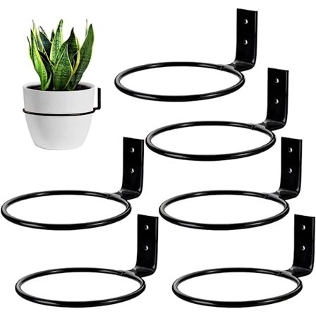 6 stk. 18 cm vægmonteret blomsterpotteholder Foldbar metal blomsterpottebeslag til hjemmet have balkon sort