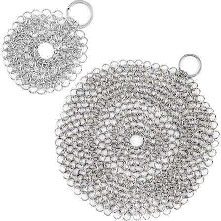 2 st rostfria gjutjärnsrengöringsborstar 4 tum, 8 tum