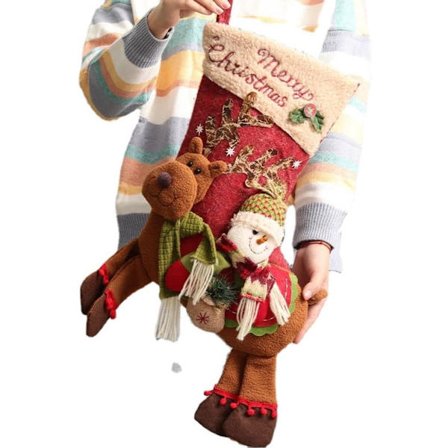 Bløde julestrømper 58 cm med julemand og rensdyr - Ekstra behagelige plys-klassikere til ferieindretning