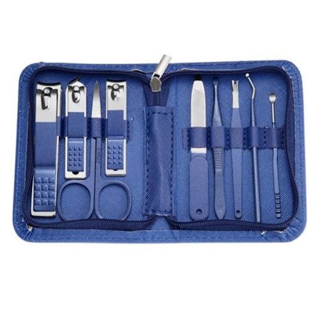 Ruostumattomasta teräksestä valmistettu kynsileikkurin manikyyrisarja - 9 kpl/sarja (sininen)