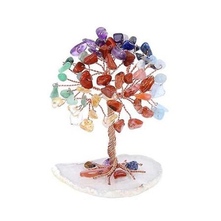 Super Mini Crystal Money Tree Kuparilankalla K ritty Agate-Viipalepohja Chakra-Jalokivi Feng Shui -Puut Koti Sisustukseen Chakra