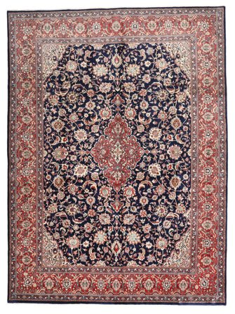 Noué À La Main Sarough Fine Tapis 298X405 Persan De Laine Rouge/Bleu Foncé Grand