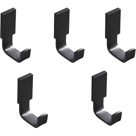 Handdukskrok Hemrockkrok Mässing Badrum Klädkrokar Väggmonterad Flerfunktionskrok, Matt Svart - 5-pack