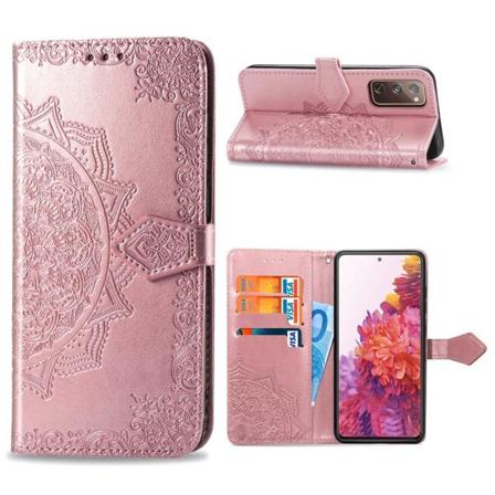Samsung Galaxy S20 FE - Mandala Læder Etui - Roséguld Roséguld Roséguld
