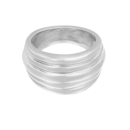 Blank Ring i Rostfritt Stål i Fint Mönster - Silver - Stl 16 Silver
